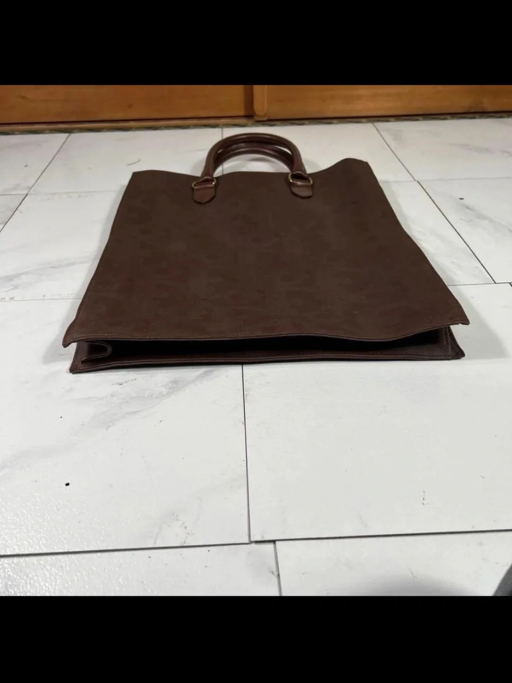 Dior Brown Leather Tote with Dark Brown Handles
